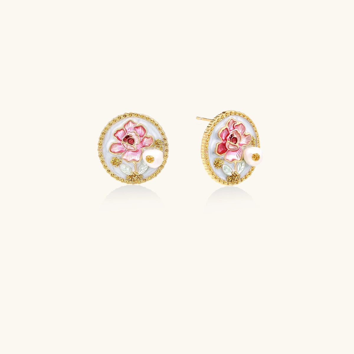 Moonlit Petal Pearl Studs