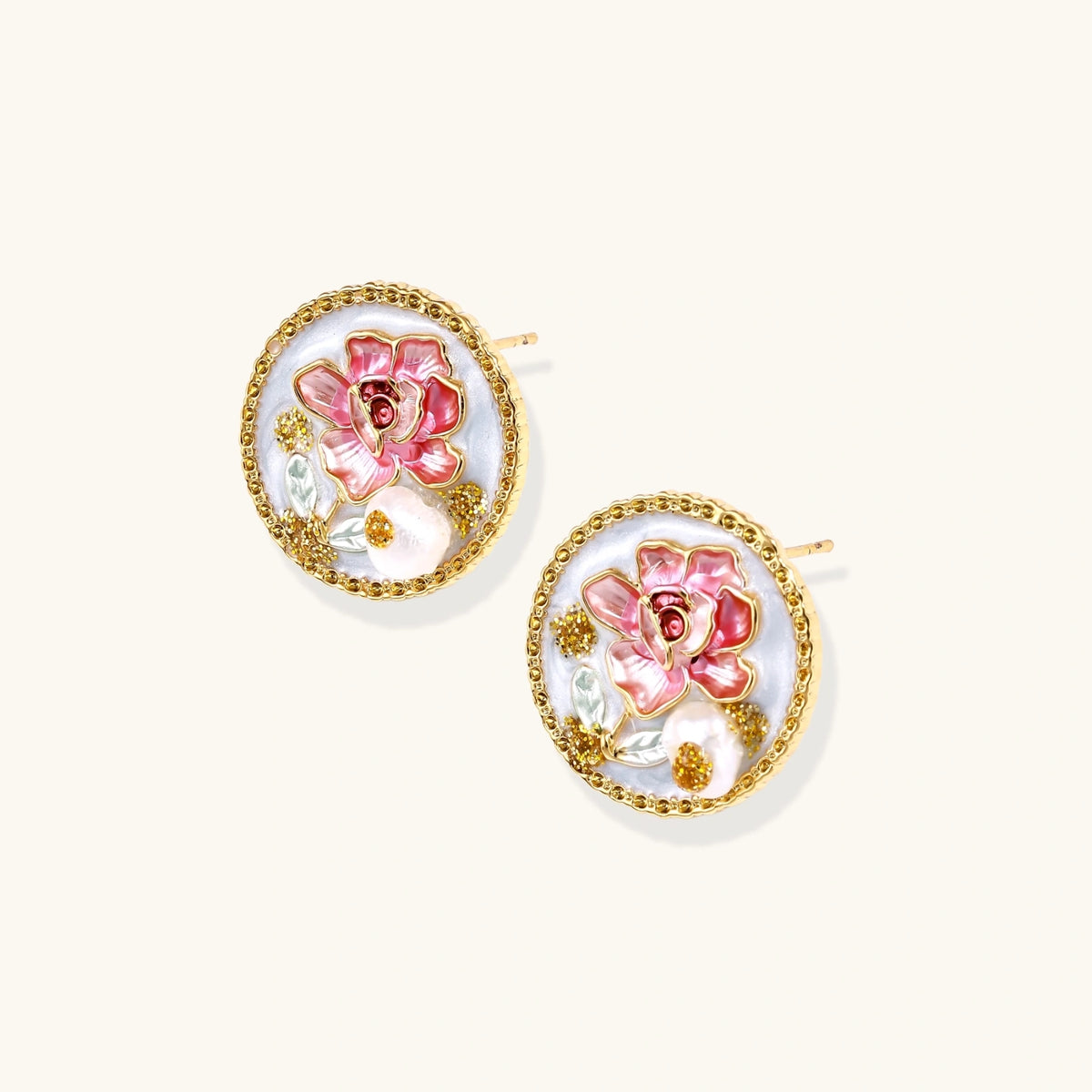 Moonlit Petal Pearl Studs