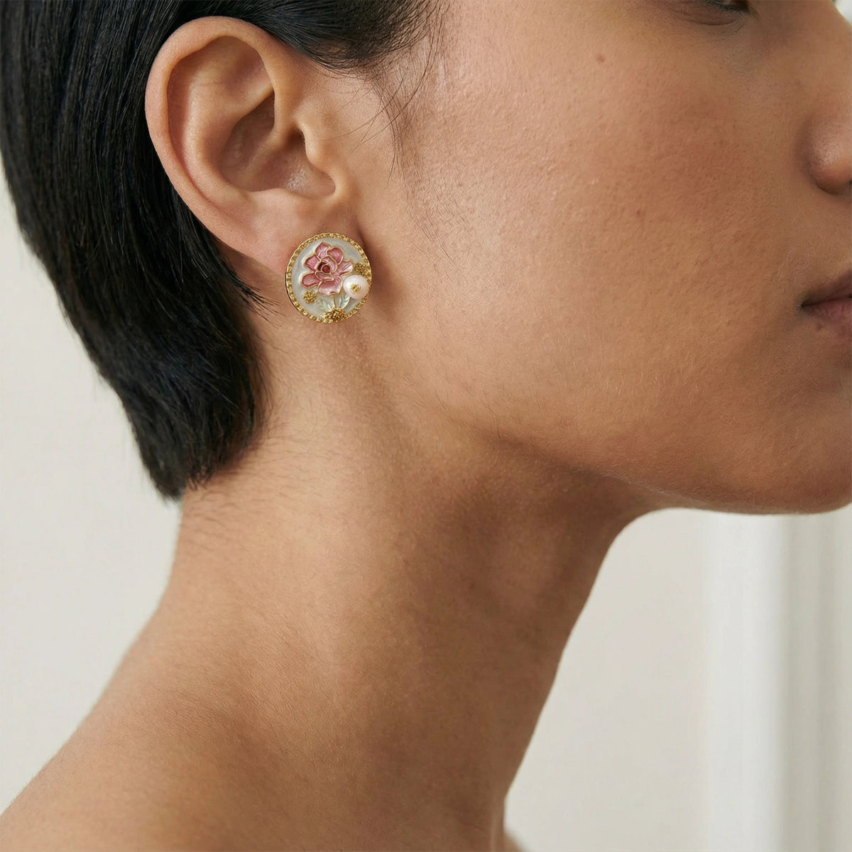 Moonlit Petal Pearl Studs