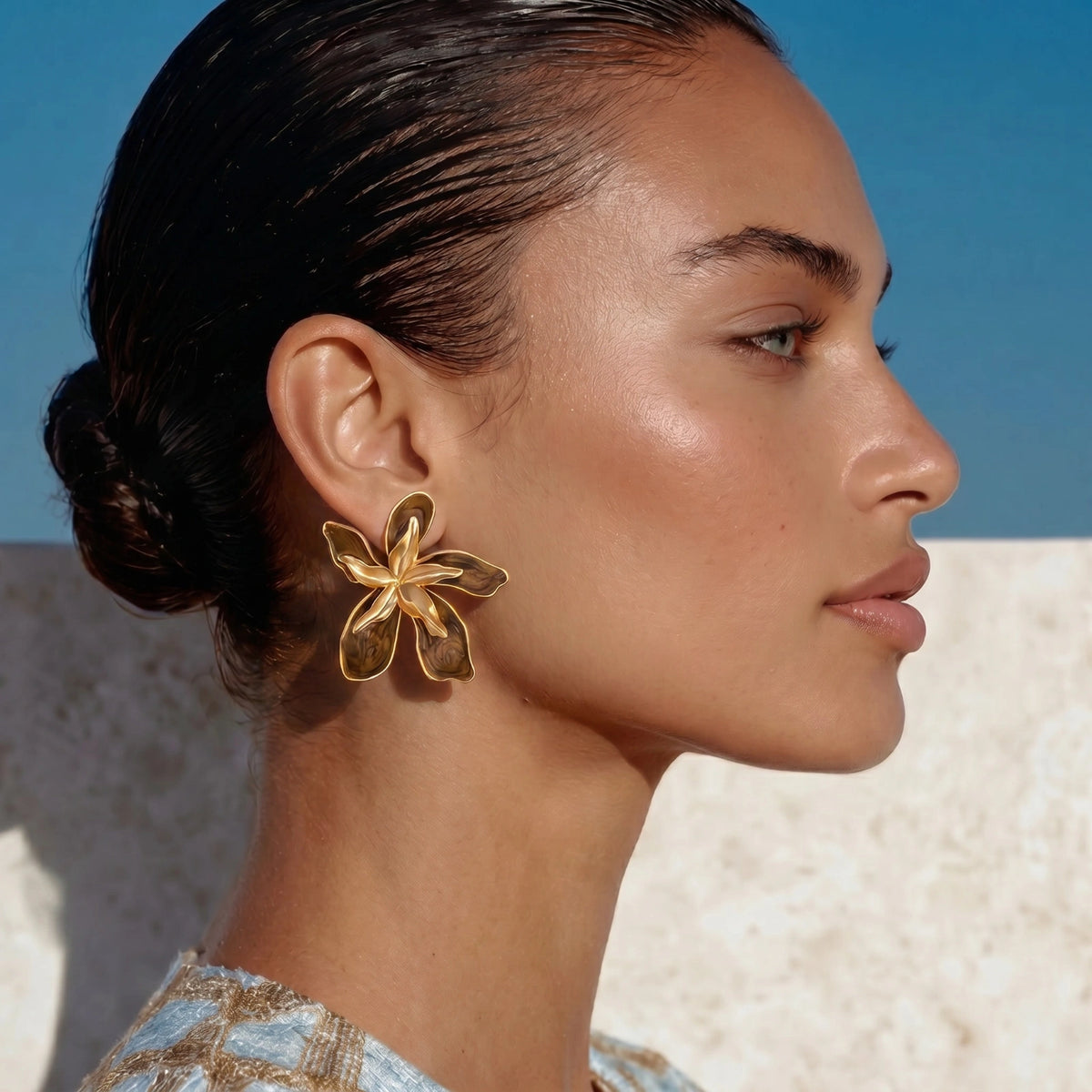 Toffee Blossom Petal Earrings