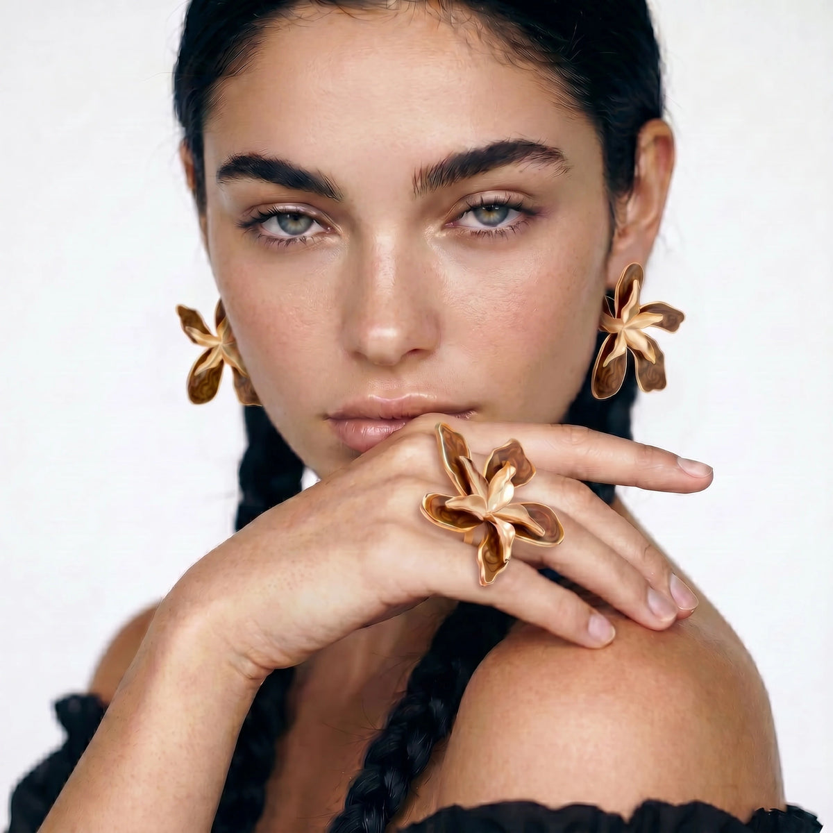 Toffee Blossom Petal Earrings
