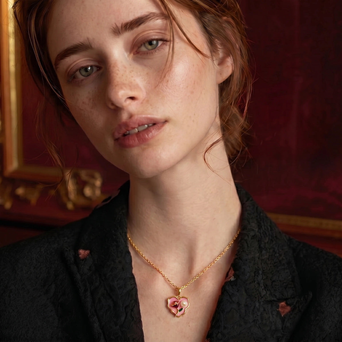Velvet Rose Heart Necklace